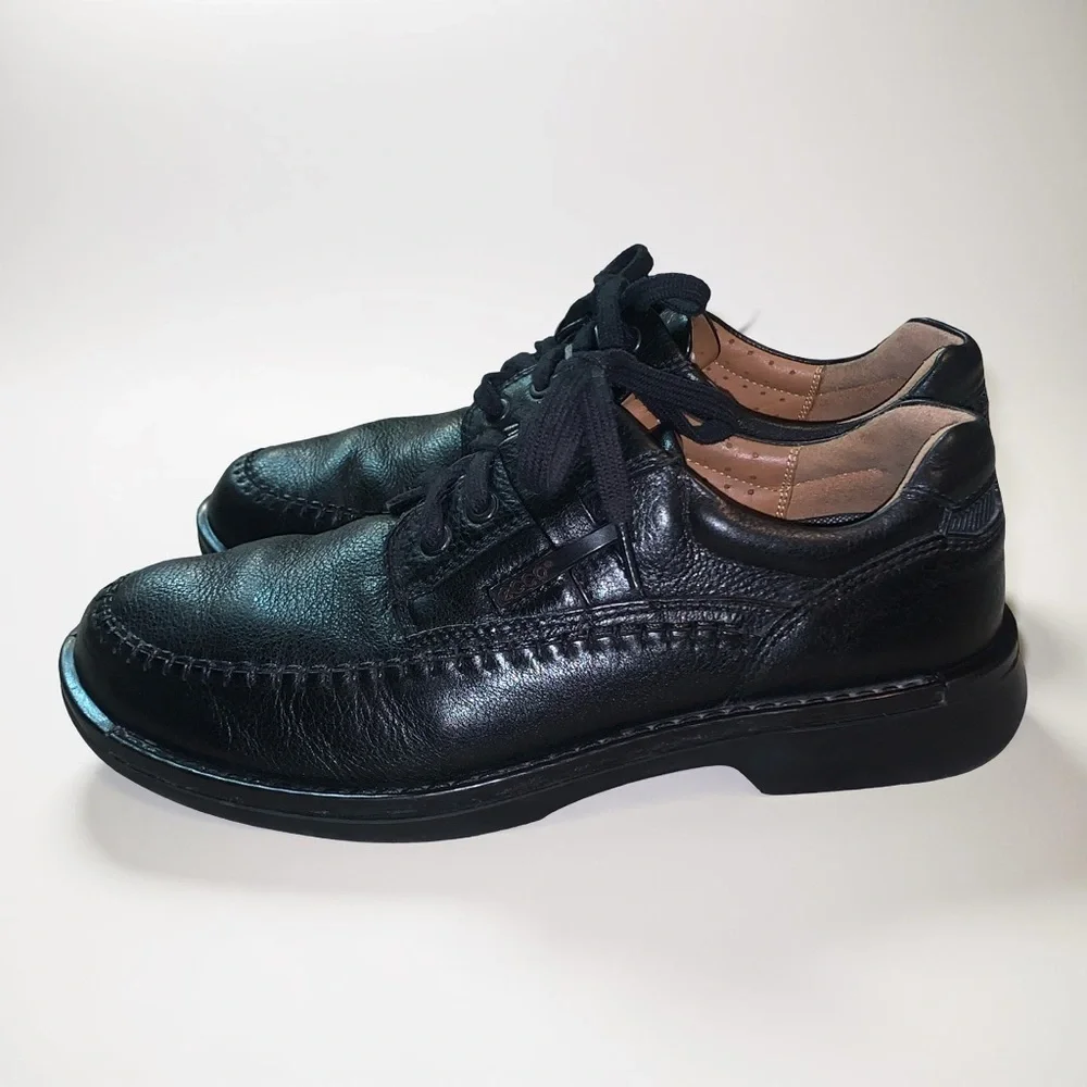 Ecco Fusion Shoes Mens 8 EU 42 Black Leather Lace Up Casual Office